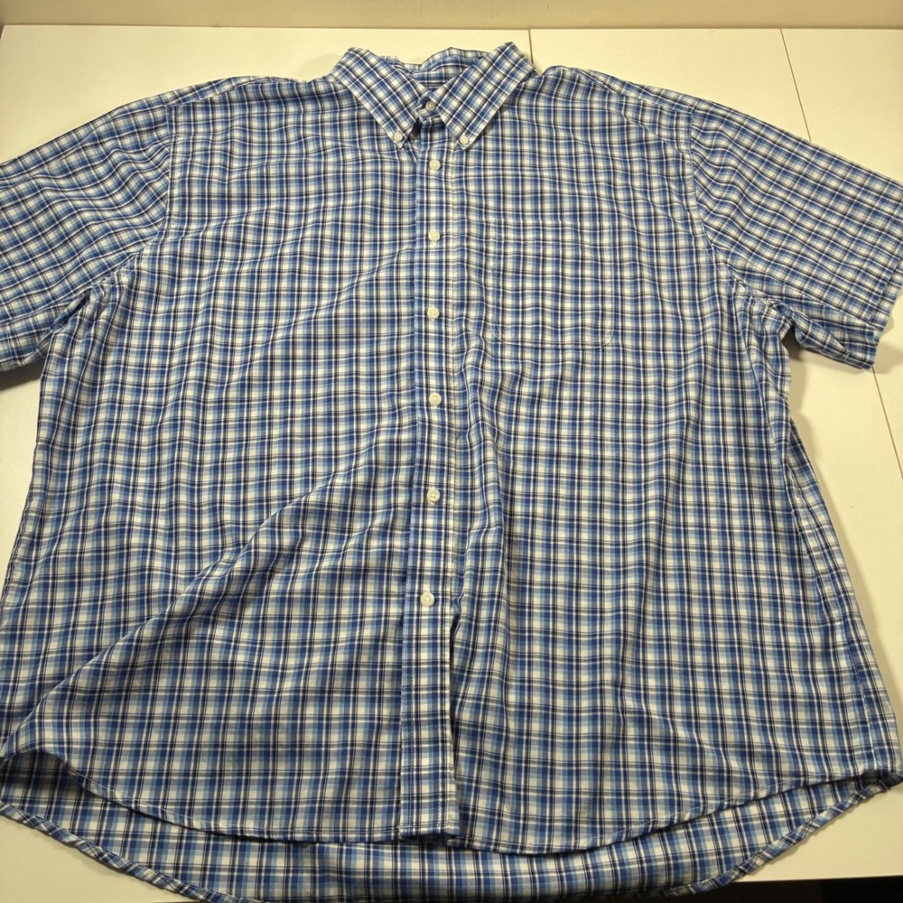 Wrangler Riata Shirt 3XL Blue Plaid Short Sleeve Button Down Pocket